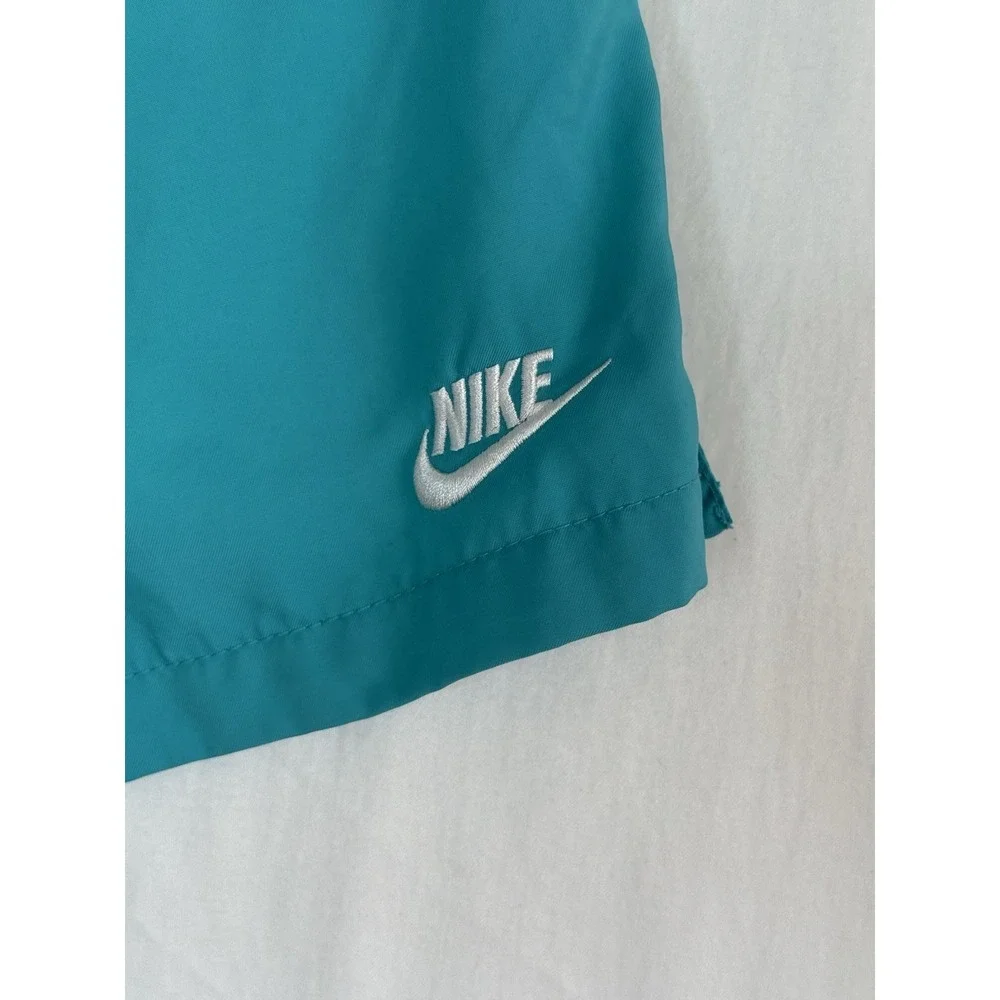 Nike Men's Swim Shorts Size S Solid Blue/Teal Logo Mesh Lined Drawstring